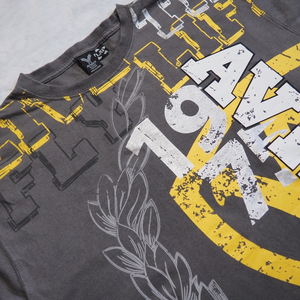 * Avirex “Live the fly life 1975 " Sz L T-Shirt Men’s Dark Gray 100% Cotton